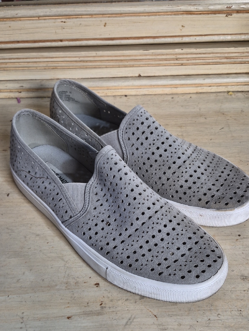 Steve Madden Light Gray Perforated Slip-On Sneakers